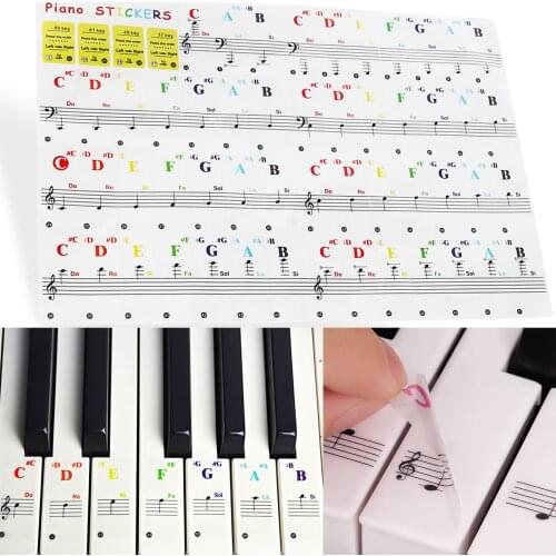Muslady Piano Key Stickers Piano Keyboard Tune Stickers Kit for 88/ 61/ 54/ 49/ 37 Keys Piano for Beginner