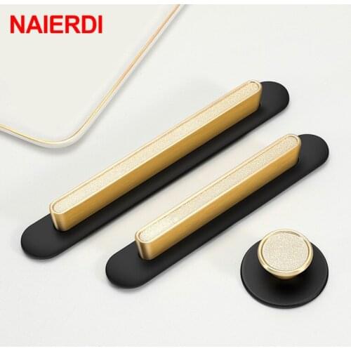NAIERDI Fashion Decoration Gold Black Cabinet Knobs and Handles Dresser Knobs Pulls Hat Bag Hanging Hook Furniture Handles