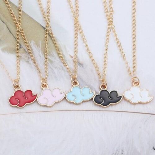 Cloud Pendant Necklace Red Pink Color Fashion Women Men Choker Gift For Friend Golden Color Link Chain Jewelry Wholesale