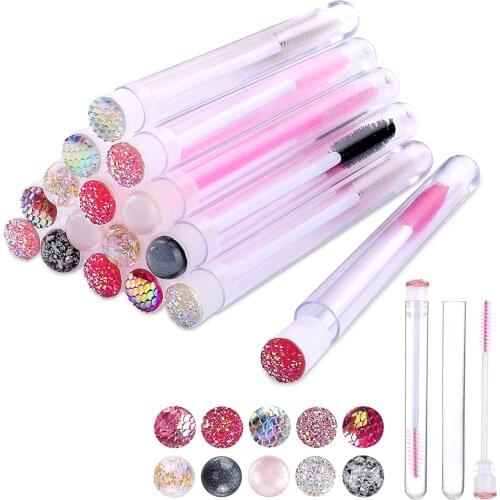 80Pcs Mascara Wands with Tube Empty Mascara Tube Spoolie Brushes Lash Brush Disposable Mascara Lash Brush Makeup Tool