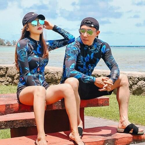 Couple Rash Guards Suits Bath Woman Sexy Bikini Womens Swim Wear Surf Shirt Swimming Suit For Women Swing Underwire Bracket Push