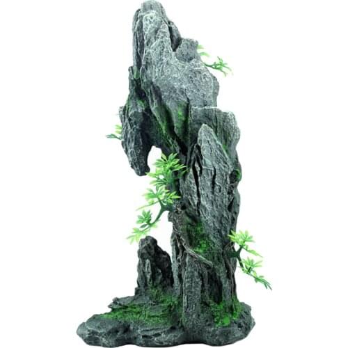 Rium Tank Ornament Hiding Rock Cave Mountain View with -plant