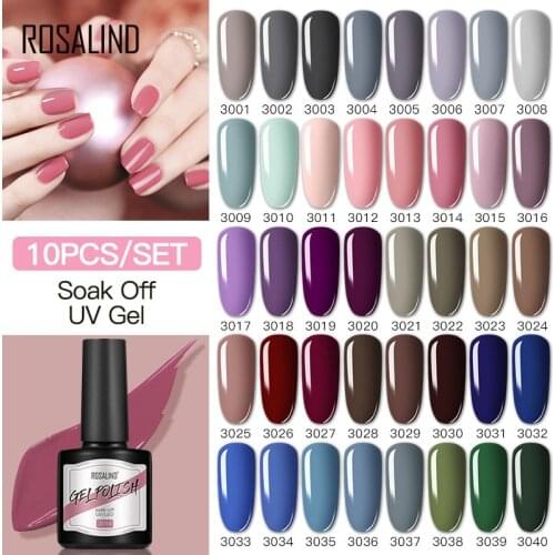 ROSALIND 5/10pcs Gel Set Soak Off All For Manicure Nails Gel Polish Hybrid Varnishes Kit Nail Design 8ML UV LED Gel Lacquer