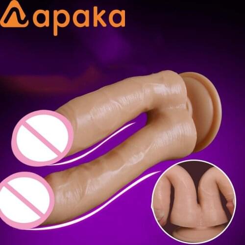 Super Soft Jelly Dildo Realistic Stimulation Double Head Dildos Male Penis Dick Female Masturbator Adult Sex Toy for Women