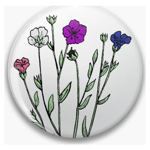 Subtle Genderfluid Pride Flax Sprig Soft Button Pin Jewelry Brooch Metal Creative Decor Cute Collar Lapel Pin Gift Clothes