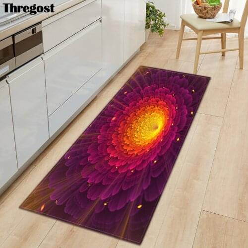Thregost 3D Floral Printed Kitchen Carpet Entrance Doormat Home Bedroom Sofa Floor Mats Hallway Bathroom Anti-Slip Rugs