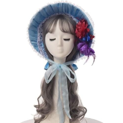 Mori Girl Retro Lolita Handmade Sweet Bonnet Sun Hat Gorgeous Elegant Tea Party Flat Cap Lace Bnt bb Hat