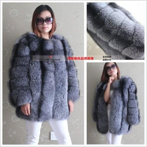 High Quality Natural Fox Fur Jackets Woman Real Fur Coat Genuine Silver Fox Fur Outwear