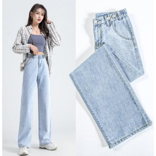 Jeans Woman Fashio Capris Pants Wide Leg Mop Pants Loose Straight Trousers High Waist Slimming Jeans Women 's Clothing