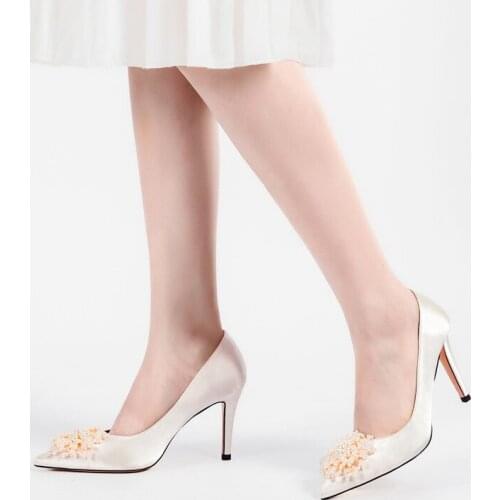 New Arrival Pointed Toe Wedding Shoes Woman High Heeled Pumps Thin Heel 8cm Party Dress Shoes Beading