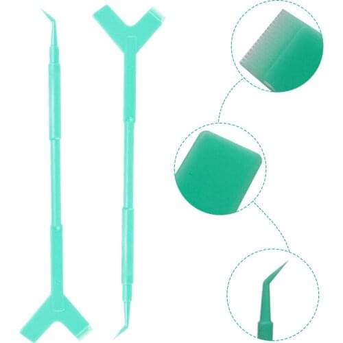 10Pcs 2 Way Plastic Eyelash Perming Stick Tool Lashes Extension Hot Glue Spoon Y Shape Comb Brush Lash Lifting Curler Applicator