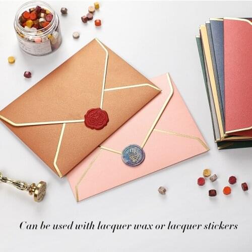 10pcs Phnom Penh Envelope Pearlescent Paper Wedding Business Invitation Seal Wax Accessories Festival Gift Envelope