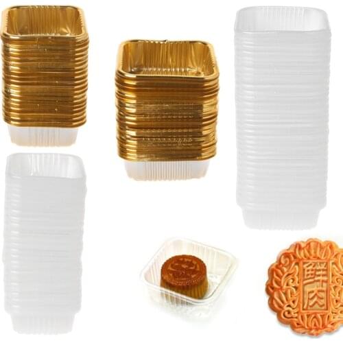 100PCS 50g 100g Square Moon Cake Trays Mooncake Package Box Container Holder Baking Tool Food Storage