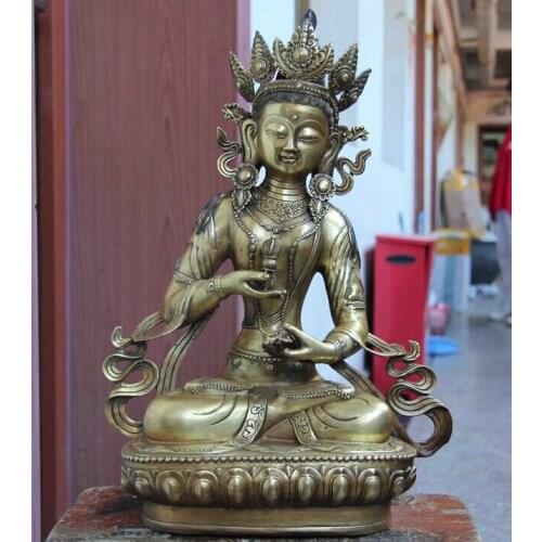 17 Tibet Buddhism Copper Bronze Gild Vajrasattva kwan-yin Goddess Buddha Statue Copper garden decoration