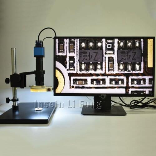 2.0MP 1080P 60FPS 1/2.8-inch CMOS VGA HD Microscope Camera+10X-180X Adjustable Magnification Zoom C-mount Lens+LED Light+Holder