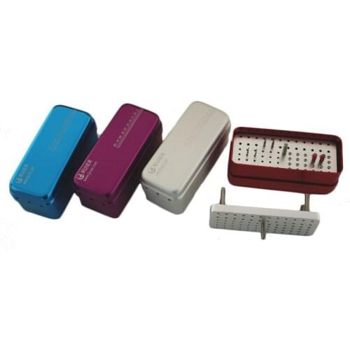 2pcs Aluminum Dental Disinfection Box Autoclave Sterilizer Case Burs Endo Files Holder 120 Holes For Burs Dentist Instrument