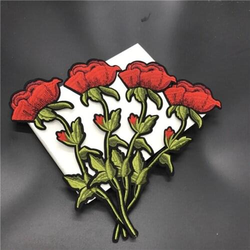 20pcs Floral Patches parches Rose Jacket Backing Embroidered Iron On Patch For Clothing Appliqued Wedding Dress Fabric Patchwork