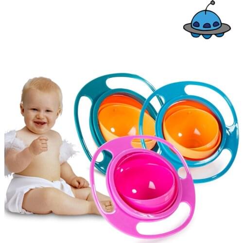 2021 Plastic Baby Feeding Bowl Spill-Proof 360 Rotate Infants Toddler Gyro Training Bowl Baby Kids Practice Bowl Spoon Tableware
