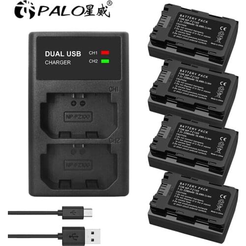 2280mAh NP-FZ100 NPFZ100 Camera Battery 7.2V + LED Dual Slot Charger NP FZ100 Battery for Sony a9 a7R III a7 III ILCE-9