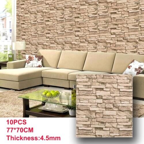 10PCS 3D Brick Wall Stickers Living Room Waterproof Foam Bedroom DIY Self-Adhesive Wallpaper Art Home Wall Decals