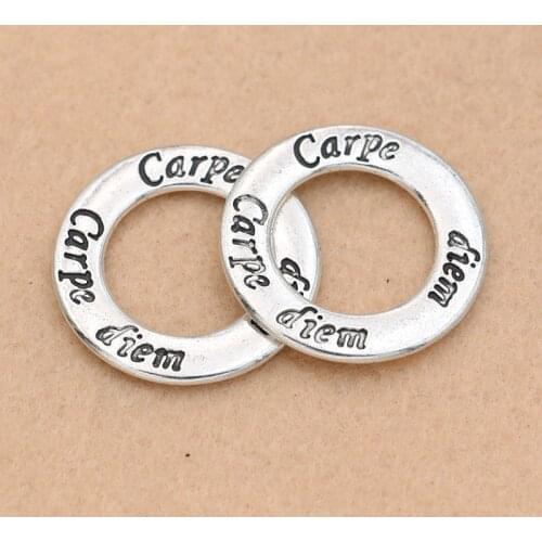 4pcs Antique Silver Plated Carpe Diem Charm Pendants Jewelry DIY Jewelry Making Bracelet Handmade Craft 30mm