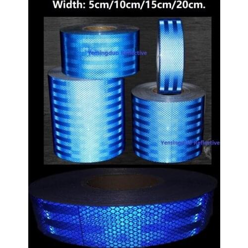 5 / 10 /15 / 20CM Width PET Super High Reflective Car Decoratiive Sticker Blue Self-adhesive Tape Road Traffic Warning Sign