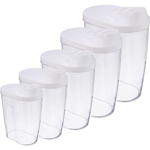 5pcs/set 0.3L-1.5L Clear Cereal Storage Box Plastic Snacks Dried Fruit Storage Box Container Sealing Box For Kitchen Storage