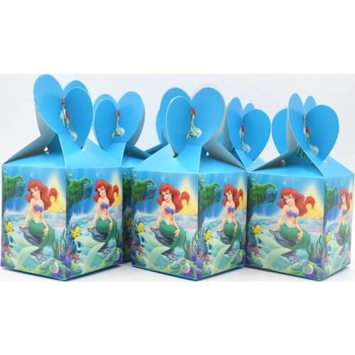 6pc Little Mermaid Candy Box Kids Birthday Party Supplies Mermaid Gift Boxes Candy Case Wedding Boxes Party Supplies