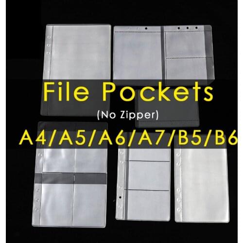 A4/A5/A6/A7/B5/B6 1pc Transparent Envelope Binder Pocket Refill Organization Stationery School Office Supply File Folder