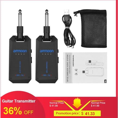 Ammoon AM-5G Wireless 5.8G Guitar System Audio Transmitter and Receiver ISM Band for Electric Bass Guitars Amplifier Tools