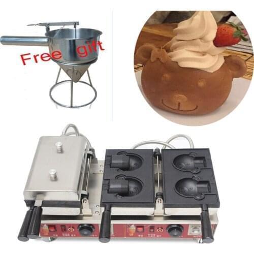 Free shipping Double head Bear Shaped Waffle Maker Machine Ice Cream Taiyaki machne