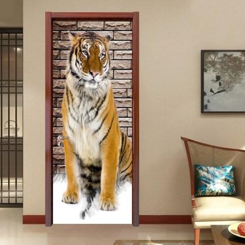 Large Custom Photo Wallpaper Tiger PVC Self-adhesive Waterproof Wall Papers Home Decor 3D Living Room Bedroom Door Mural Sticker