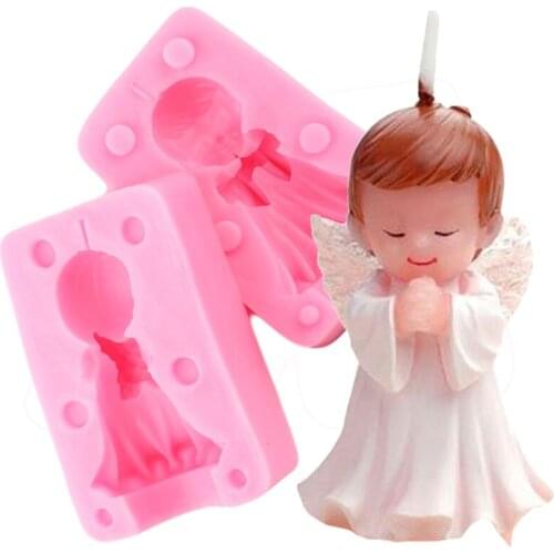 DIY Angel Boy Craft Candle Silicone Mold Baby Birthday Fondant Molds Chocolate Cake Decorating Tools Polymer Clay Soap Moulds