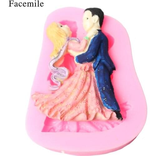 Facemile Wedding Couple Bride Groom Silicone Cake Decorating Mold Sugarcraft Chocolate Mold Fondant Mold for Valentine Baking