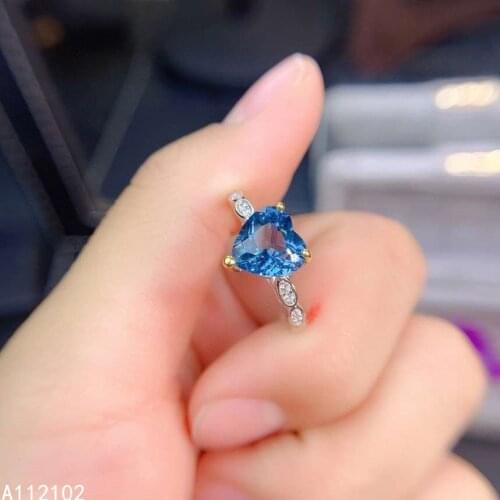 KJJEAXCMY fine jewelry 925 sterling silver inlaid natural blue topaz trendy new girl gemstone ring support test Chinese style