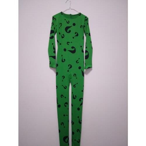 Halloween cosply unisex Full Body Zentai Suit Question mark printing Spandex jumpsuit without feets