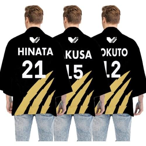 Haikyuu MSBY Cosplay Costume High School Black Jackals Printing Coats Volley Ball Team Kotaru Bokuto Tops Hinata Shoyo Kimono
