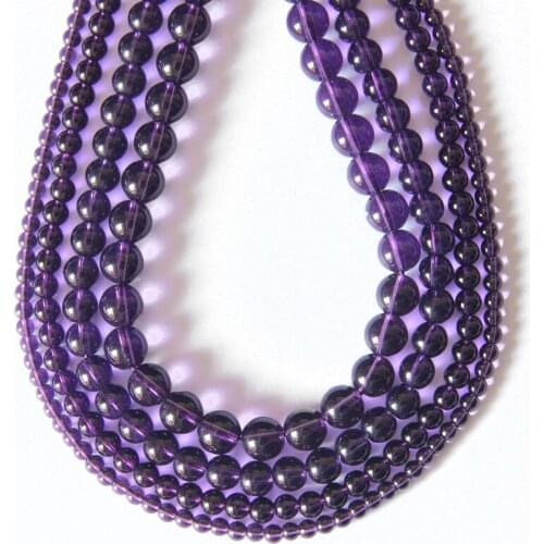 1 Strand/lot 4/6/8/10mm Purple Crystal Glass Bead Round Crystal Charm Spacer Beads for DIY Bracelets Jewelry Making Findings