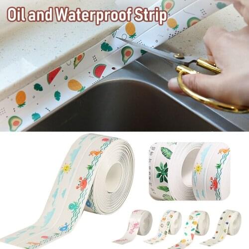 Kitchen Accessories Seal Strip Anti-collision Waterproof Self Adhesive Caulk Strip Sealing Tape For Sink Bathroom Kitchen Tue88