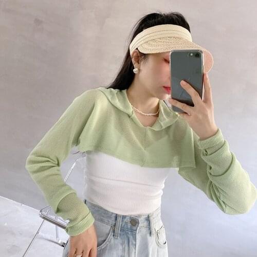 Summer 2021 Sunscreen Fake Collars Women Simple Knitted Long Sleeved Detachable Collar Woolen Neck Shawl Shoulder False Collar