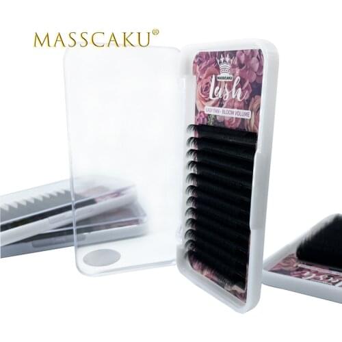 MASSCAKU Easy Fan Volume Lashes Auto Bloom Individual Eyelash Extension Faux Mink Eyelashes Thick NaturalLash Extension Makeup