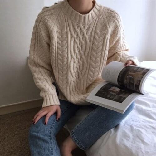 Trendy Fad Autumn Winter Womens Sweaters Pullovers Warm Minimalist Korean Fashionable Casual Solid Loose Jumpers SW7033