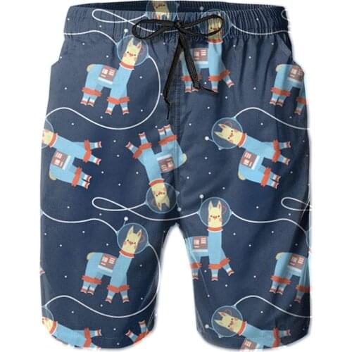 Mens Swim Trunks Alpacas Blue Swimtrunks Board Shorts Water Resistant Running Summer Beach Shorts with Pockets