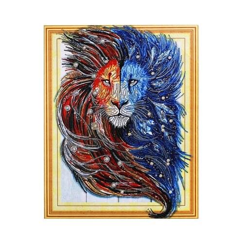 Very Beautiful Lion Diamond Painting Animal Diy Diamond Embroidery Special Shape Rhinestone Picture Diamond Mosaic Kit 40x50CM
