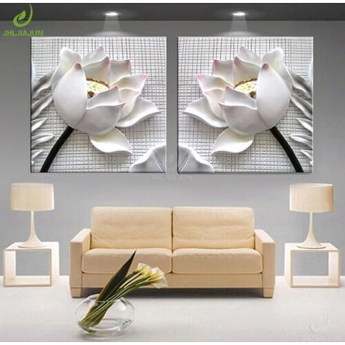 Art Painting Wall Pictures For Living Room 3D Lotus Flower Home Decoration Modular Pictures For Kitchen Art Canvas Print Poster