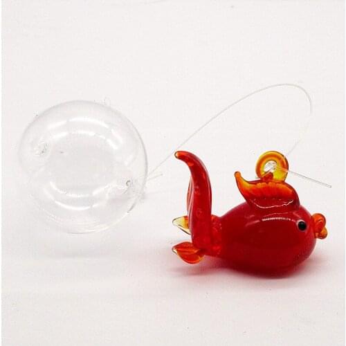 Custom wholesale decorative glass miniature sea animal figurine handmade red Goldfish small statue Aquarium fish tank ornament