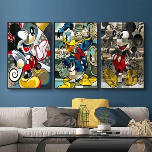 Disney Cartoon Canvas Painting Anime Mickey and Donald Duck Poster Graffiti Posters and Prints Wall Art Pictures for Room Decora