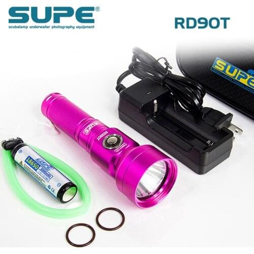 SUPE Scubalamp RD90T 1800 Lumens Underwater Search Light Scuba Diving Light Photography Focus Light Dimming Flash beam angle 15