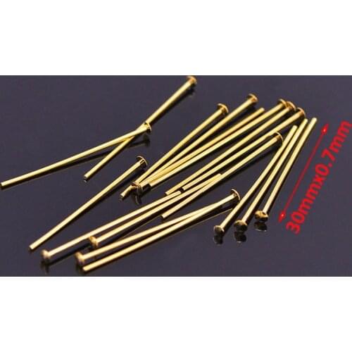 50Pcs/lot 30mm 40mm Stainless Steel Gold Plated Flat Head Pins DIY Earring Necklace Bracelet Jewelry Findings