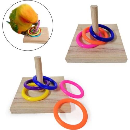 Bird Educational Toys Wooden Platform Stacking Rings Parrot Develop Intelligence Training Pet Supplies for Lovebird